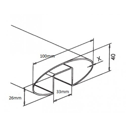 Slotted Tube Oval  100mm x 40mm x 2mm ..........6mtrs Long   Grade 316 Satin 